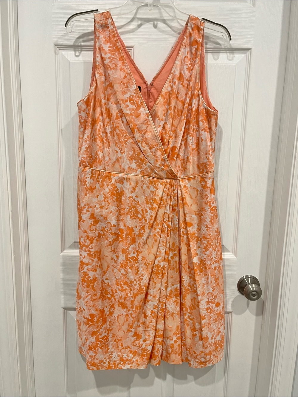 Talbots Orange and Cream Floral Faux-Wrap Dress